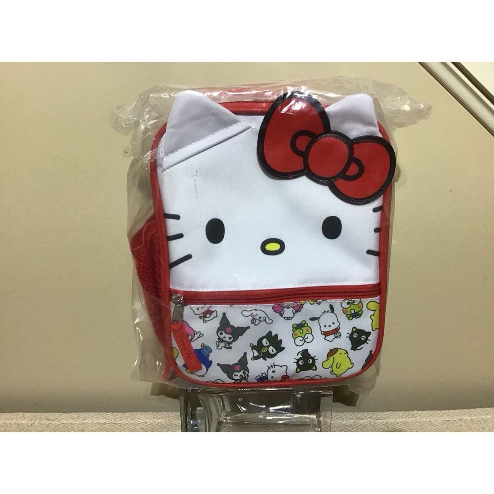 Hello Kitty & Friends NWT Lunch Box Red Accent Sanrio Zipper Pouch Drink Holder
